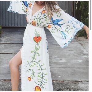 Embroidered Maternity Gown